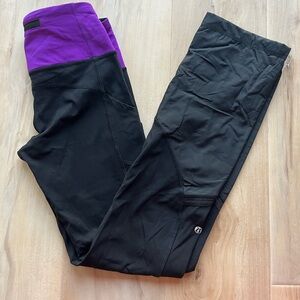 Lululemon Run: Clear As Mud Pant in Black/Tender Violet- Size 4